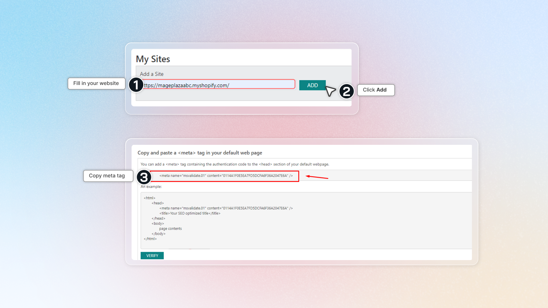 How to verify site on bing